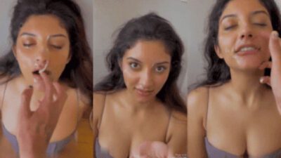 Indian Desi Nri Call Girl Fed With White Guys Mayonnaise Drenched On Face